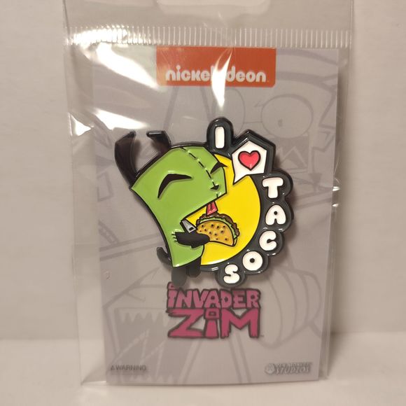 Invader Zim Gir I Love Tacos Enamel Pin Official Nickelodeon Collectible Brooch - Picture 2 of 3
